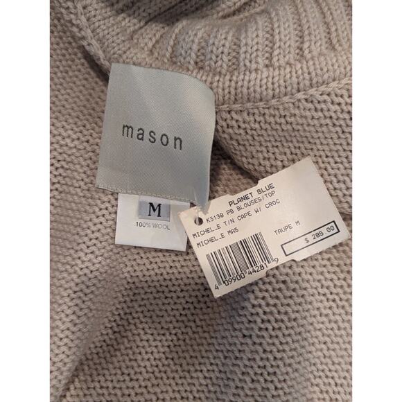 NWT Mason TurtleNeck Sweater Shawl Poncho Wool SOFT Gorgeous! Medium (O/S) Beige - Picture 8 of 9